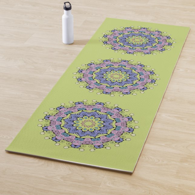 Hand Painting Mandala Clock Face 2 Yoga Mat (In Situ)