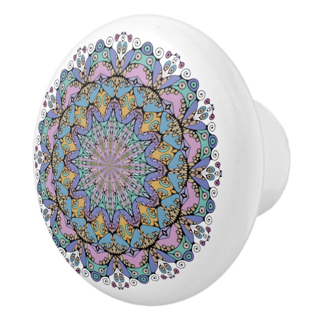 Hand Painting Mandala Clock Face 3 Ceramic Knob (Right)
