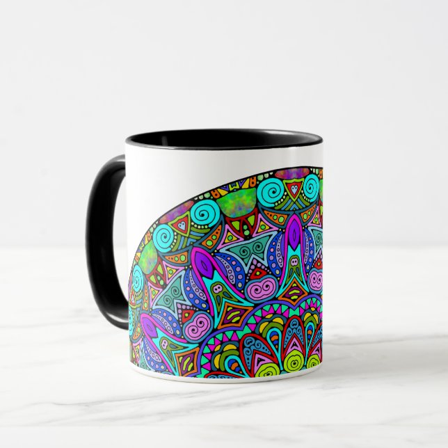 Hand Painting Mandala Clock Face 4 Mug (Front Left)