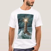 hand panted light house ocean 
