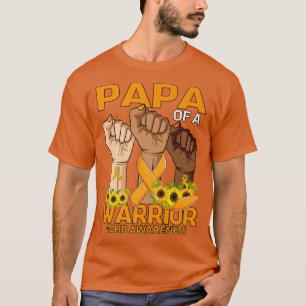 Hand Papa Of A Warrior ADHD Awareness Sunflower Pr T-Shirt