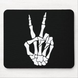 Hand Peace Sign Bone Halloween Pocket Skeleton Mouse Pad