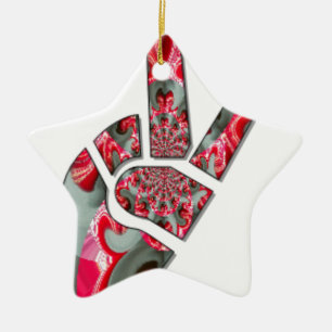 Hand peace sign ceramic tree decoration