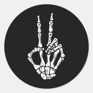 Hand Peace Sign Halloween Costume Bones  Classic Round Sticker