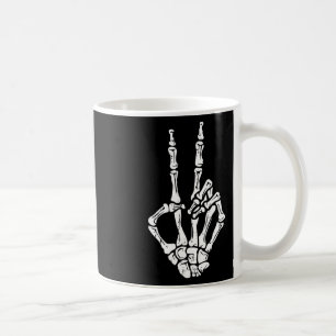 Hand Peace Sign Halloween Costume Bones  Coffee Mug