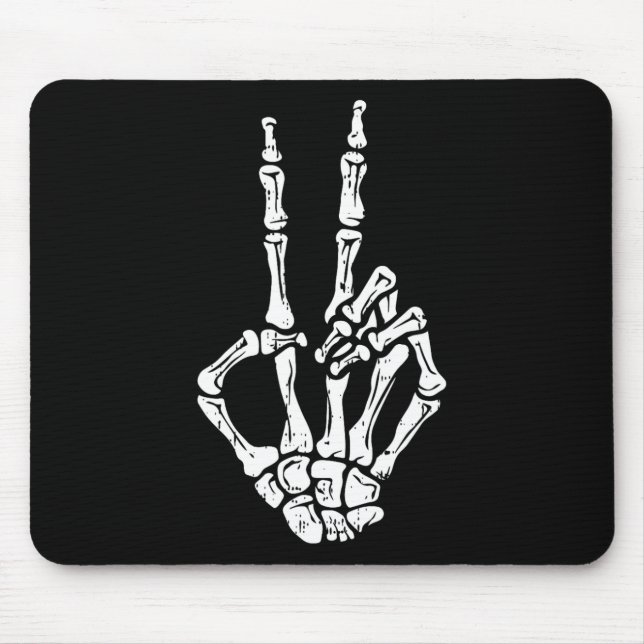 Hand Peace Sign Halloween Costume Bones  Mouse Pad (Front)
