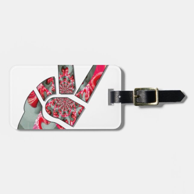 Hand peace sign luggage tag (Front Horizontal)