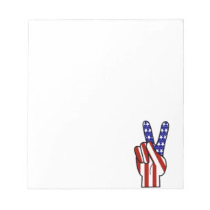 Hand Peace Sign - Red White & Blue Notepad