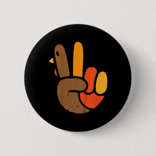 Hand Peace Sign Thanksgiving Day Cool Symbol Fall  6 Cm Round Badge