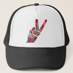 Hand peace sign trucker hat