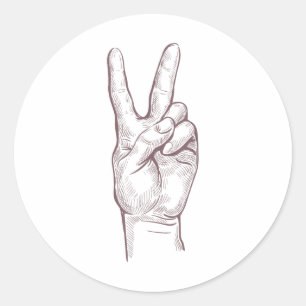 Hand Peace Sign Victory Women Peace Classic Round Sticker