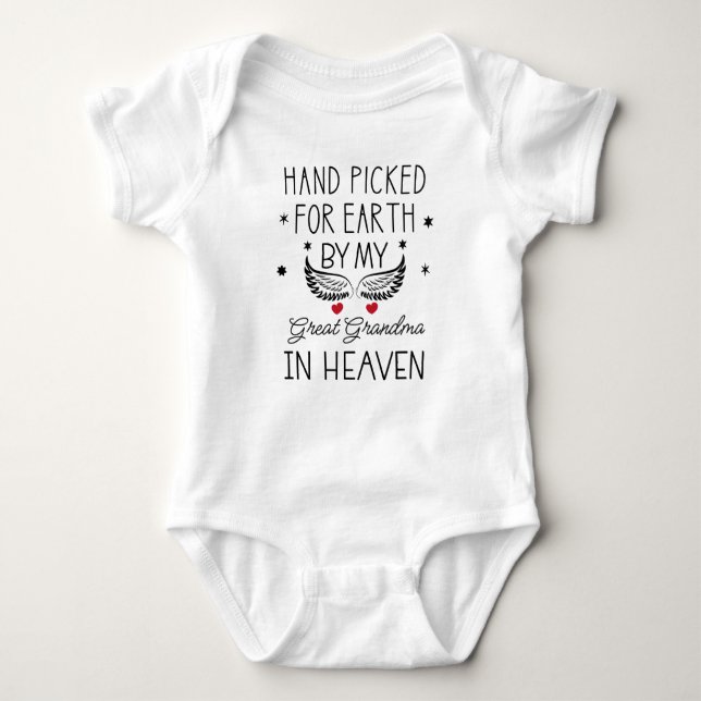 Hand Picked for Earth By My Custom in Heaven Baby Bodysuit (Front)