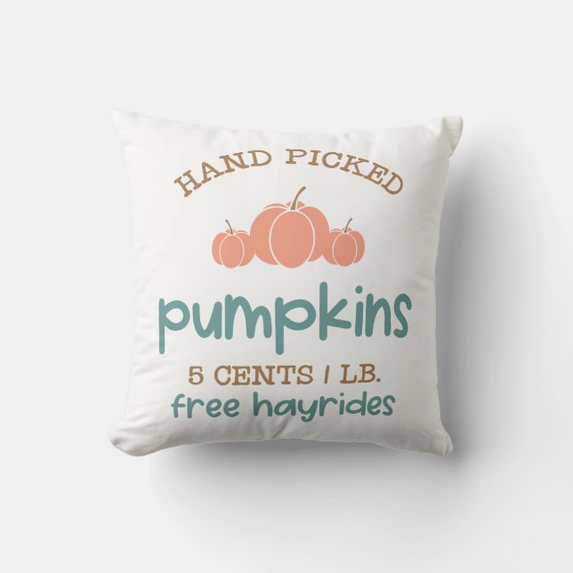 Hand-Picked Pumpkins Throw Pillow (Front)