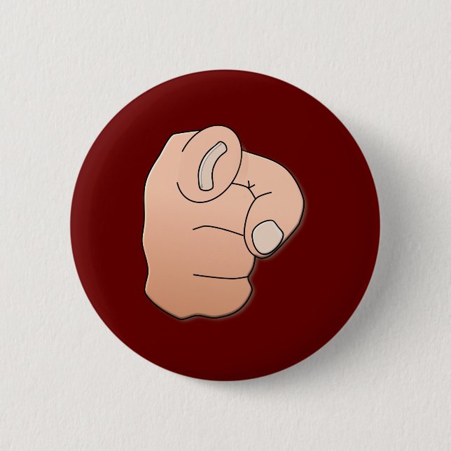 hand pointer 6 cm round badge (Front)