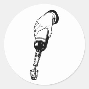 Hand Pouring Whiskey In Shot Glass party Art Classic Round Sticker