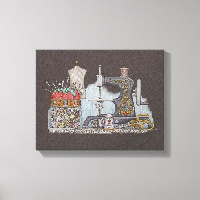 Hand Powered Sewing Machine Canvas Print (Front)