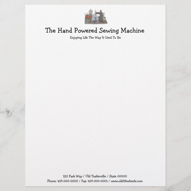 Hand Powered Sewing Machine Customised Letterhead (Front)