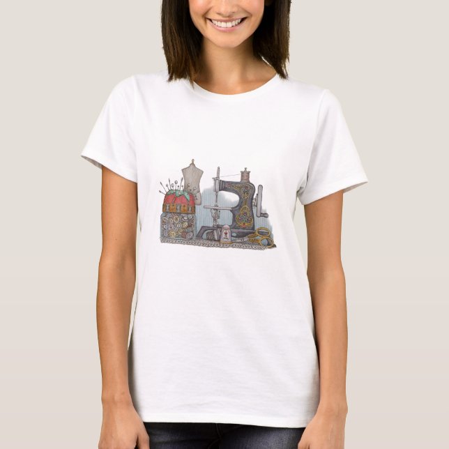 Hand Powered Sewing Machine T-Shirt (Front)