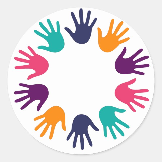 Hand print classic round sticker (Front)