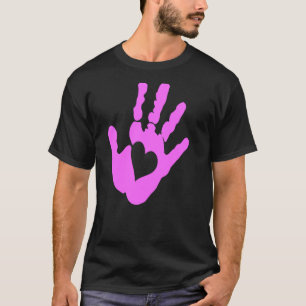 Hand Print Heart Symbol More Love Less Hate T-Shirt