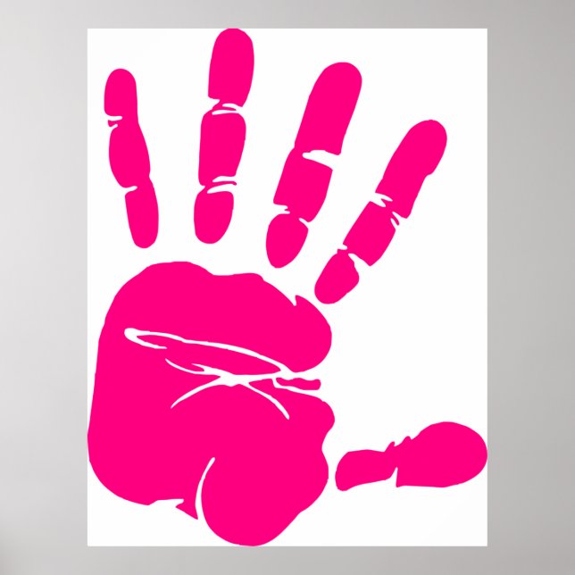 Hand print pink paint art palm (Front)