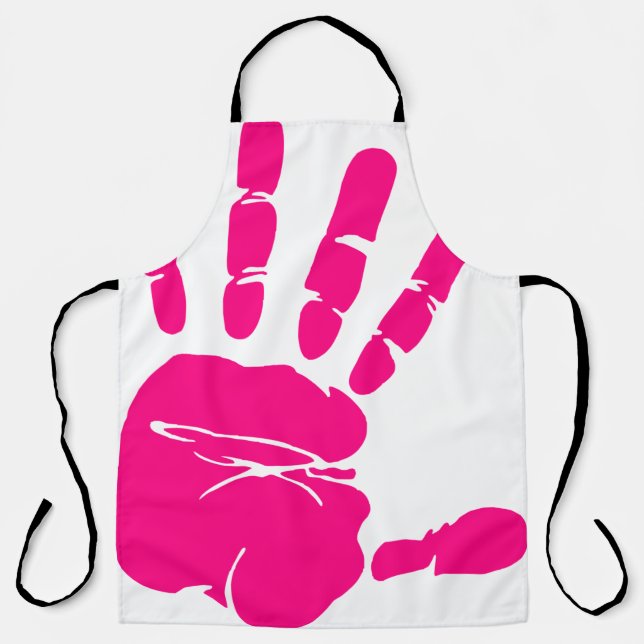 Hand print pink paint art palm apron (Front)