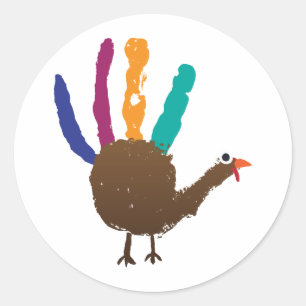 Hand Print Turkey Classic Round Sticker