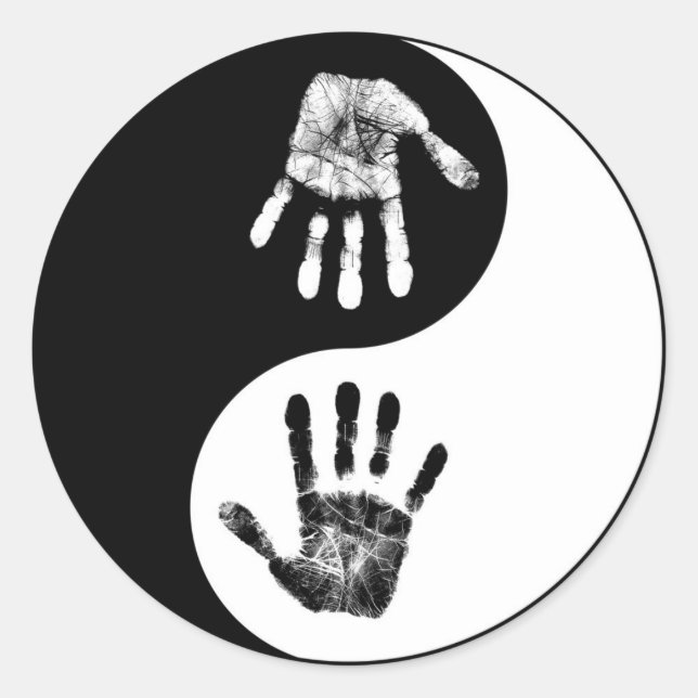 Hand Print-Yin-Yang.jpg Classic Round Sticker (Front)