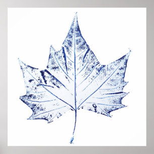 hand printed plant print navy blue 1 maple leaf