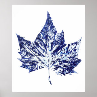 hand printed plant print navy blue one maple leaf