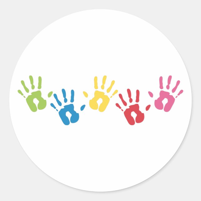 Hand Prints Classic Round Sticker (Front)