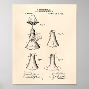 Hand Protector Bottles 1895 Patent Art Old Peper Poster