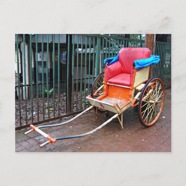 Hand Pulled Rickshaw in Kolkata (Calcutta), India Postcard (Front)