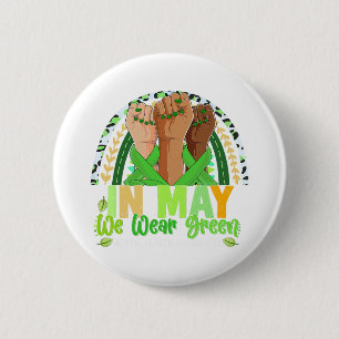 Hand Rainbow In May I Wear Green For Mental Health 6 Cm Round Badge