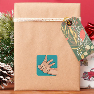 Hand Reaching Square Sticker