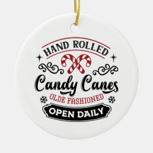 Hand Rolled Candy Cane   Farmhouse Ceramic Tree Decoration