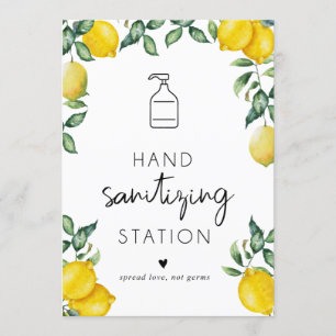 Hand sanitising Station Lemons Small sign 5x7 Invitation