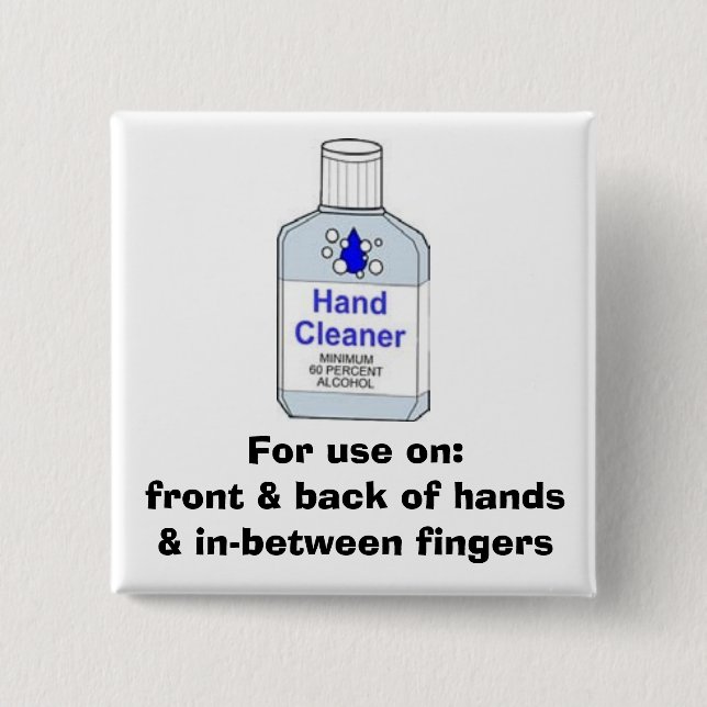 Hand Sanitizer Directions 15 Cm Square Badge (Front)