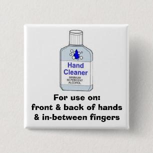 Hand Sanitizer Directions 15 Cm Square Badge