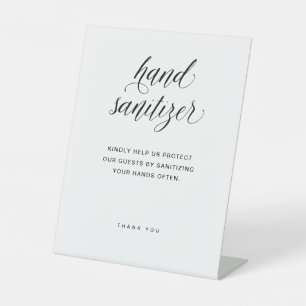 Hand Sanitizer Elegant Typography Wedding Pedestal Sign