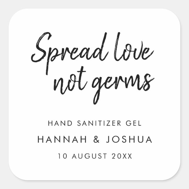 Hand Sanitizer | Informal Script Wedding Day Favou Square Sticker (Front)