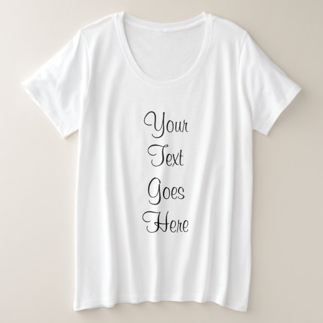 Hand Script Calligraphed Text Template Women's Plus Size T-Shirt (Design Front)