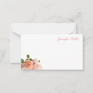 Hand Script Elegant Watercolor Roses Pastel Colour Card