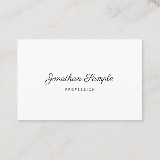 Hand Script Gold Elegant Design Modern Template Business Card (Front)