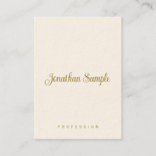 Hand Script Gold Text Modern Vertical Template Business Card