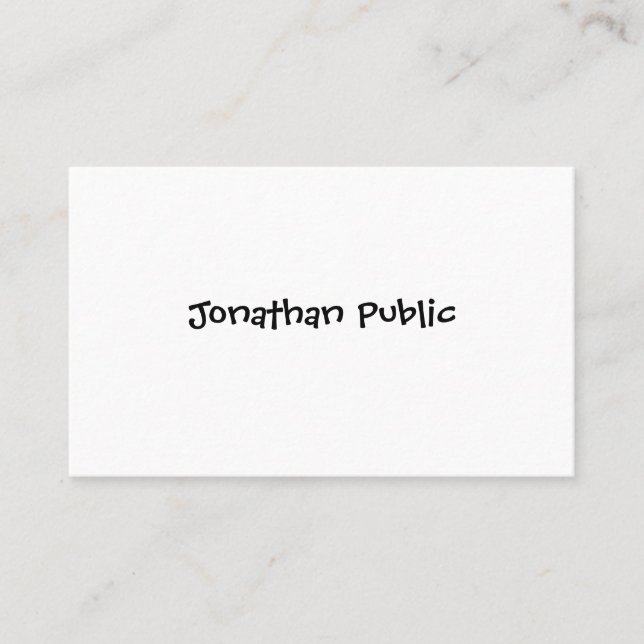 Hand Script Minimalist Modern Simple Template Top Business Card (Front)