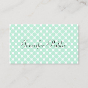 Hand Script Modern Elegant Mint Green Template Business Card