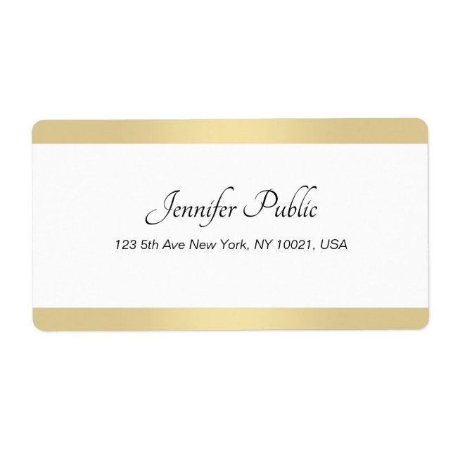 Hand Script Modern Gold White Elegant Template (Front)