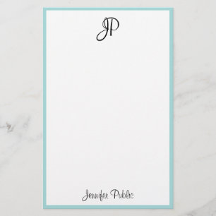 Hand Script Monogram Name Simple Modern Template Stationery