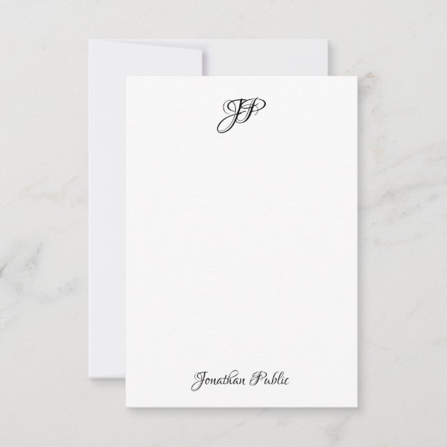 Hand Script Name Monogram Elegant Personalised Card (Front)